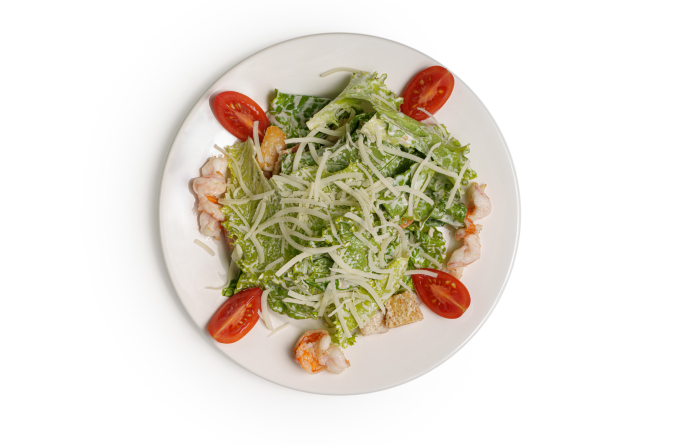 Салат Цезарь с креветками