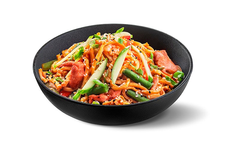 Лапша с курицей в кисло-сладком соусе 