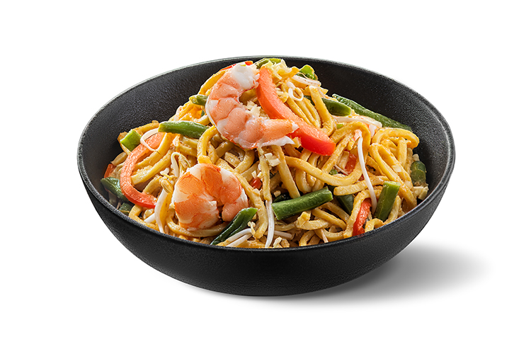 Лапша с креветками в соусе Том Ям 