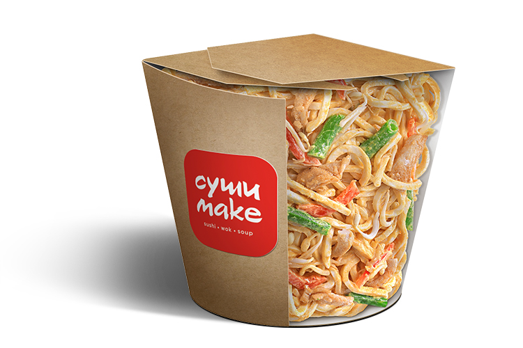 Удон с курицей в соусе Том Ям